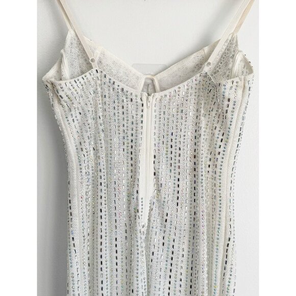 Fashion Nova Babydoll Rhinestone Mini Dress Size Large White Underwire New Years - Picture 7 of 14